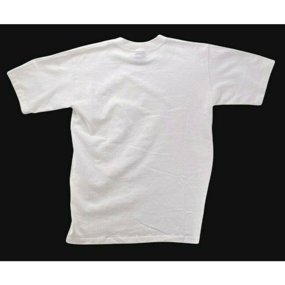 Vintage Tee 90s WHITE BLANK POCKET T-shirt All Cotton Made In USA Medium Blank - Picture 2 of 12